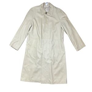 Jil Sander Men's Cream Leather Trench Coat Size 48 Minimalist Classic Italy